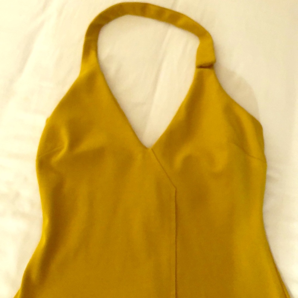 Guess Mustard Yellow long fitted Backless dress